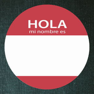 Étiquette ROUGE d'Espagnol de Hola MI Nombre es