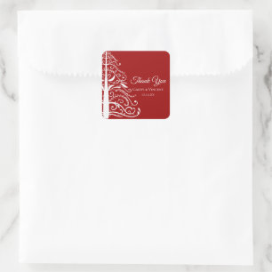 Étiquette rouge Noel Mariage d'hiver Merci Favor