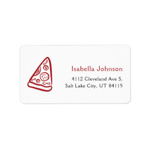 Étiquette Rouge Pizza Italienne Dessinée à la Main Ciao Bébé