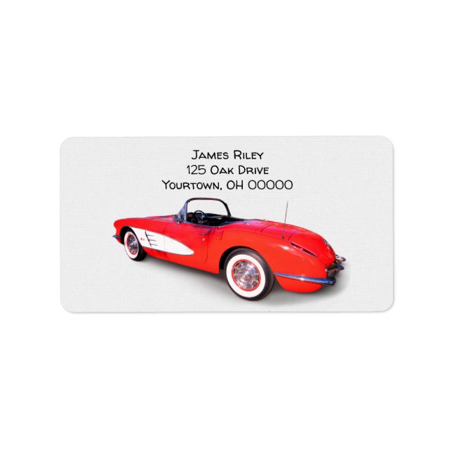 Étiquette Rouge rétro 1960 Corvette convertible (Devant)