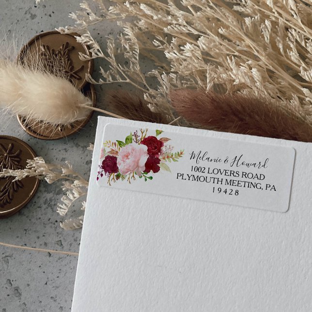 Étiquette rouge Tropical et Romantique Adresse de  (Créateur téléchargé)