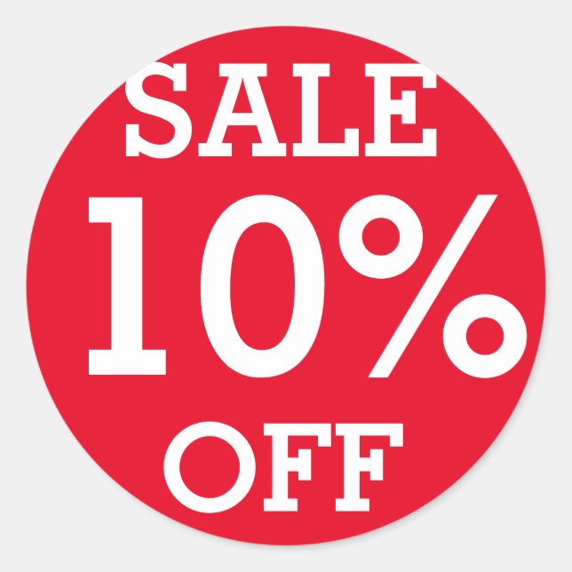 Étiquette rouge VENTE 10% DE RÉDUCTION Magasin de  (Devant)