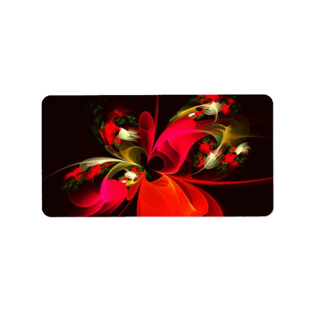 Étiquette Rouge Vert Floral Moderne Art Abstrait Motif #02 (Devant)