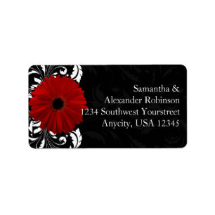 Étiquette Rouges, noirs et blancs Gerbera Daisy