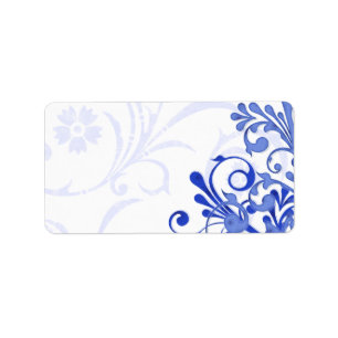 Étiquette Royal Blue Abstrait Floral Mariage Blank Adresse