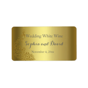 Étiquette Royal Gold Abstrait Peacock Mariage vin Favoriser