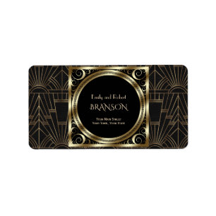 Étiquette Royal Gold Black Art Deco 20s Wedding