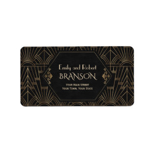 Étiquette Royal Gold Black Great Gatsby 1920 Mariage