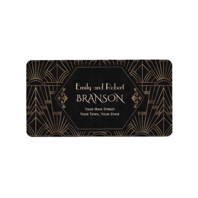 Étiquette Royal Gold Black Great Gatsby 1920 Mariage (Devant)