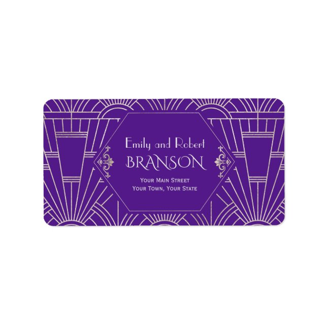 Étiquette Royal Purple Silver Great Gatsby Mariage des année (Devant)
