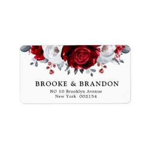 Étiquette Royal Rouge Blanc argent métal Mariage floral