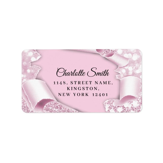 Étiquette RSVP Parties scintillant douce 16e 15e Rose Blush (Devant)