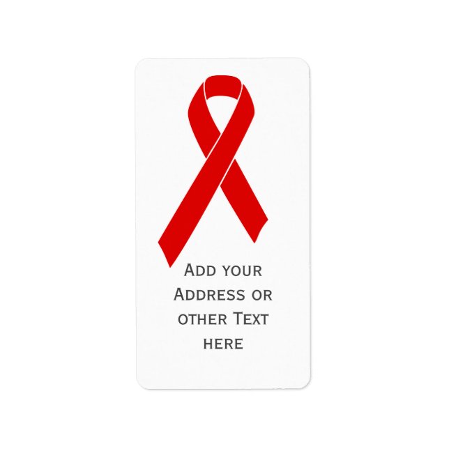 Étiquette Ruban de sensibilisation rouge + votre message (Devant)