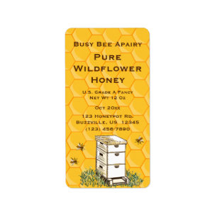 Étiquette ruche et peigne d'abeille Style d'abeille personna