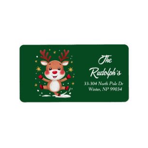 Étiquette Rudolph L'étiquette d'adresse de retour de rennes 