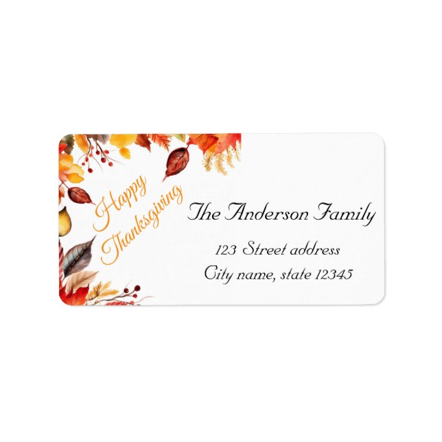 Étiquette Russe Thanksgiving Citrouille Aquarelle Automne (Devant)