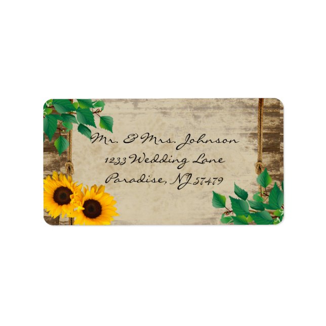 Étiquette Rustic Barn Wood Sunflower (Devant)