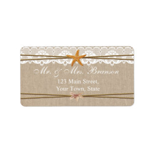 Étiquette Rustic Beach Starfish Dentelle Mariage personnalis