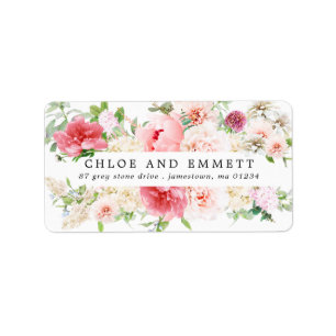 Étiquette Rustic Boho Blush Pink Peony Floral Address