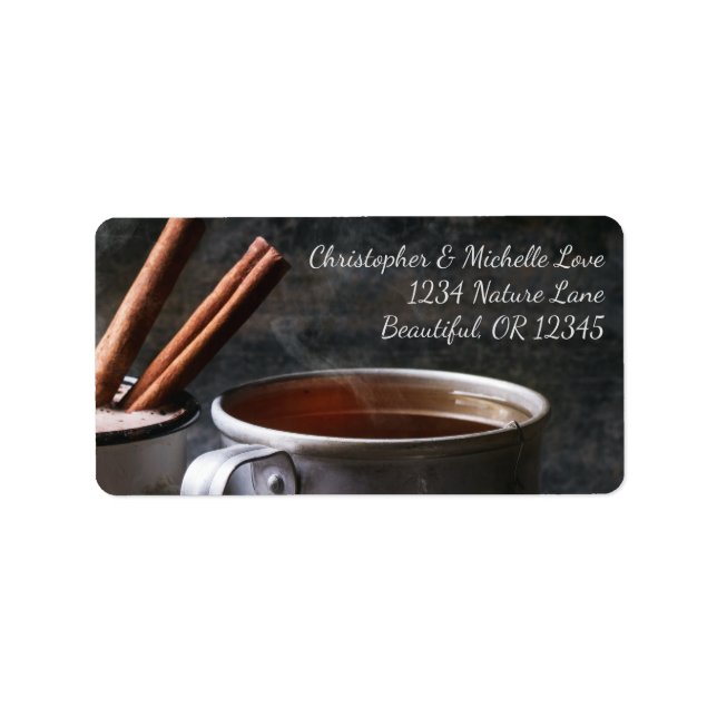 Étiquette Rustic Cup Tea et Hot Chocolate Adresse (Devant)
