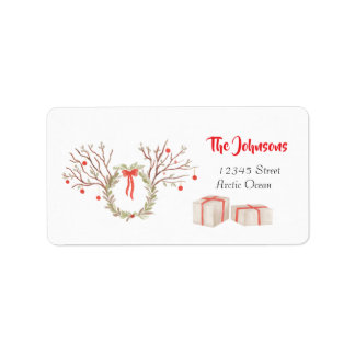 Étiquette Rustic elegant watercolor Christmas return address