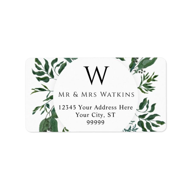 Étiquette Rustic Foliage Mariage Green Adresse de retour (Devant)