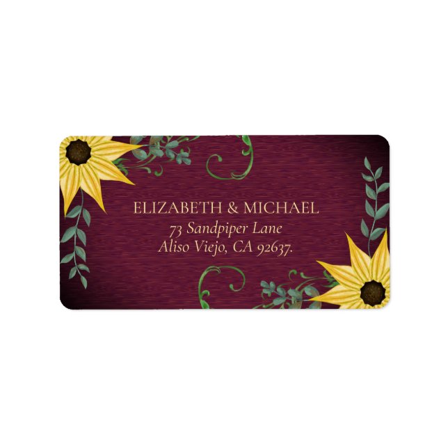 Étiquette Rustic Sunflower Eucalyptus Wood Return Address  (Devant)