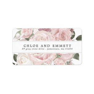 Étiquette Rustique Boho Blush Rose Rose Rose Adresse Florale
