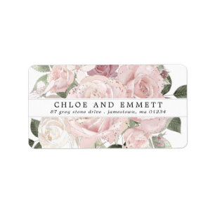 Étiquette Rustique Boho Blush Rose Rose Rose Adresse Florale