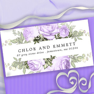 Étiquette Rustique Boho violet Rose Floral Adresse