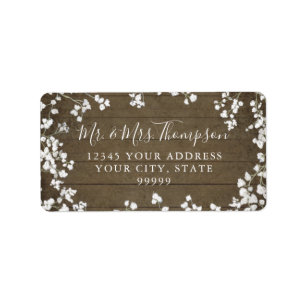 Étiquette Rustique Bois du bébé souffle Floral Adresse de re