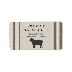 Étiquette Rustique Farmhouse Style Mouton Gris Noir Étiquett