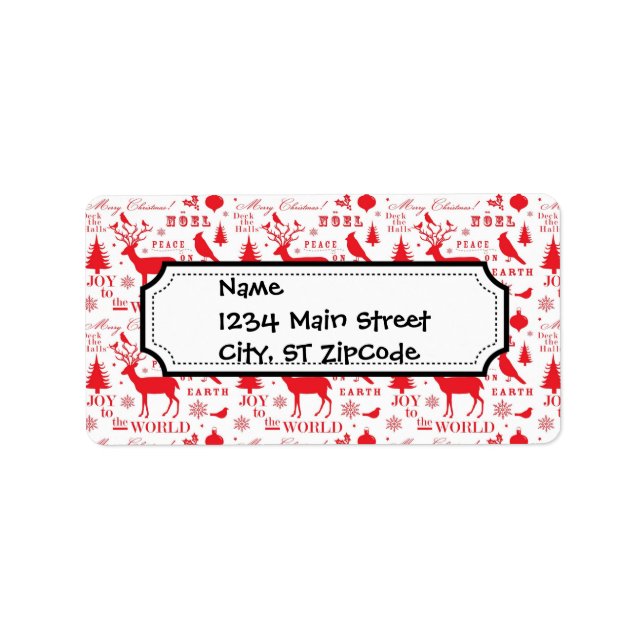 Étiquette Rustique Noël Reindeer Trees Oiseaux Vacances (Devant)