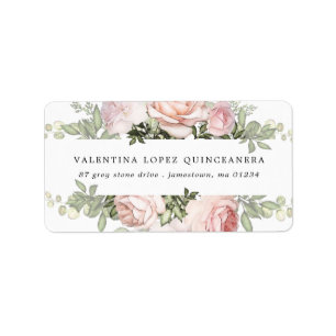 Étiquette Rustique Rose rose rose Quinceanera Adresse floral