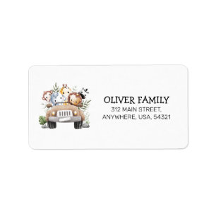 Étiquette Safari Animal Zoo Anniversaire Invitations adresse