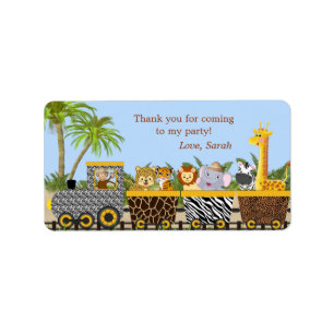 Étiquette Safari Jungle Animaux en train Favoriser Tags Étiq