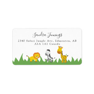 Étiquette Safari Jungle Animaux Script Baby shower mignon