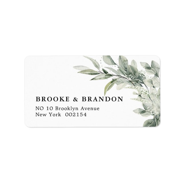 Étiquette Sage Green Eucalyptus Minimaliste Mariage botaniqu (Devant)