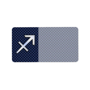 Étiquette Sagittarius Zodiac Sign on Blue Carbon Fibre Print