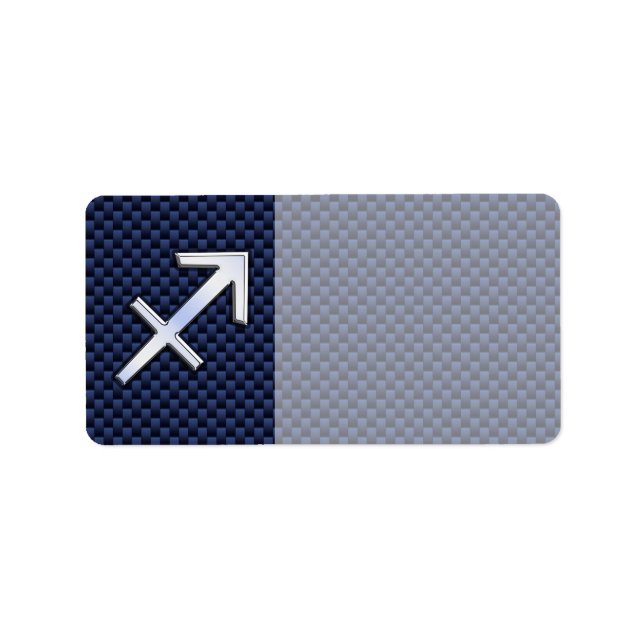 Étiquette Sagittarius Zodiac Sign on Blue Carbon Fibre Print (Devant)