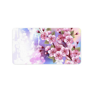 Étiquette Sakura rose sur la peinture Arrière - plan