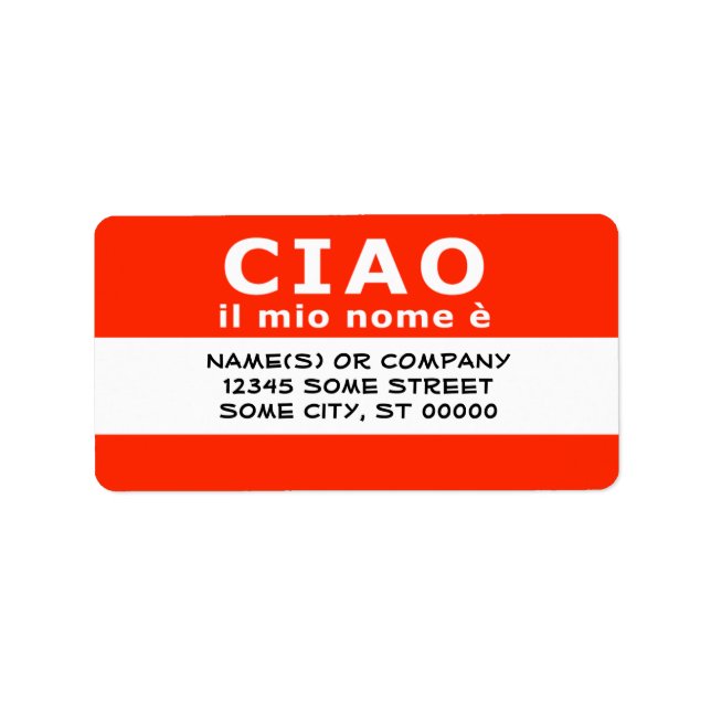 Étiquette SALUT mon nom est (Devant)