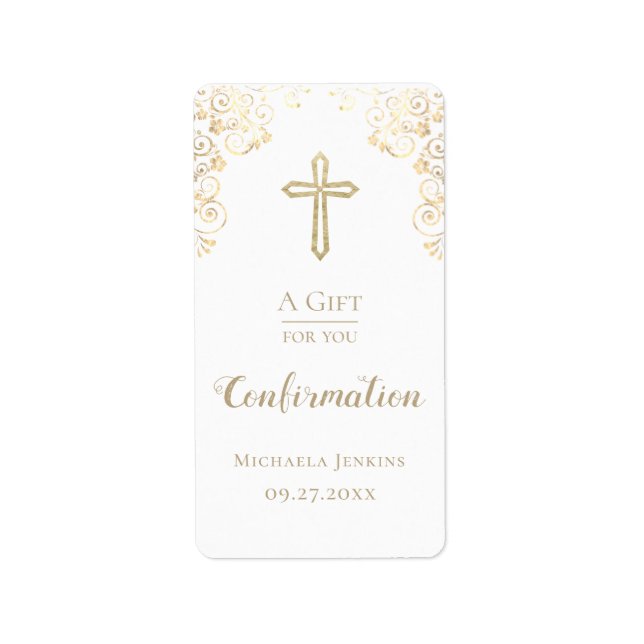Étiquette Sanitificateur à main d'or de confirmation personn (Devant)