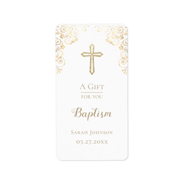 Étiquette Sanitizer à main d'or Baptême personnalisé (Devant)