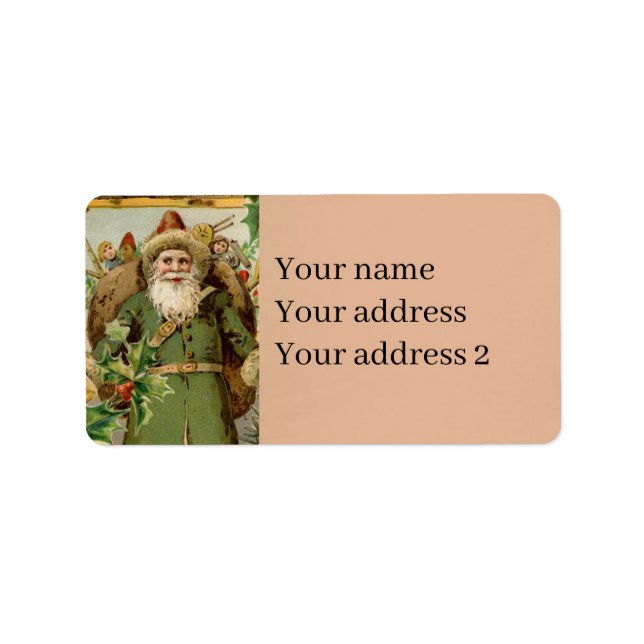 Étiquette Santa Claus Noël Antiquité Belle Art (Devant)