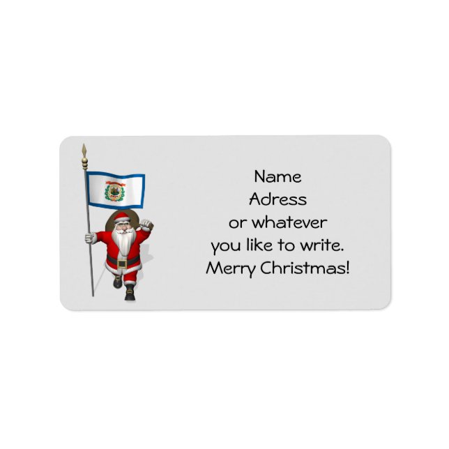 Étiquette Santa Claus With Ensign Of West Virginia (Devant)