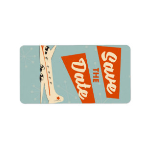Étiquette Save the Date vintage travel poster