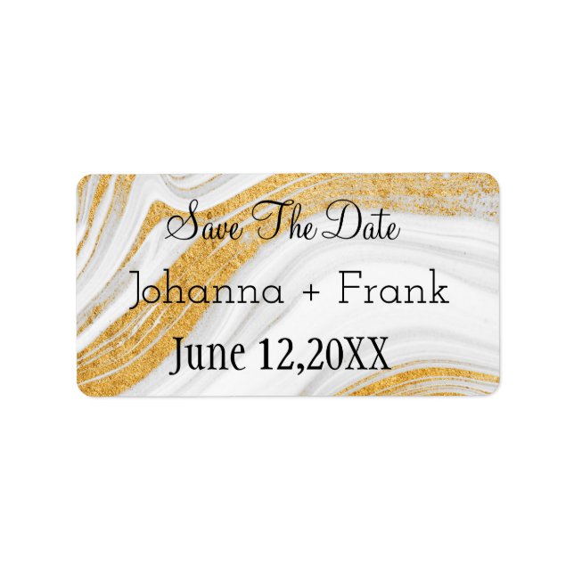 Étiquette Save The Date |White and Gold Agate (Devant)