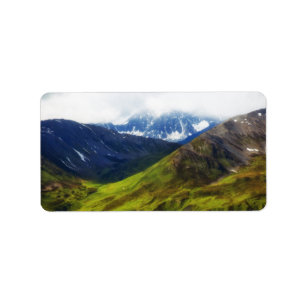 Étiquette Scène d'Alaska de montagnes