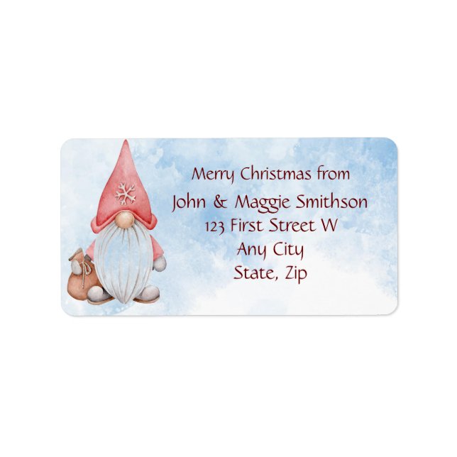 Étiquette Scène Gnome de Noël sur mesure (Devant)